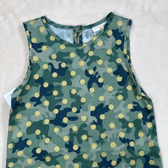 Smiling Button Girls Size 10 Green Camo Gold Polka Dot Tunic Dress New - Picture 4 of 8